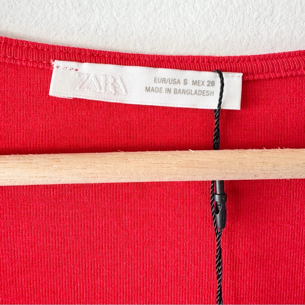 Zara Red Women's V-Neck Top Size S - Picture 5 of 9